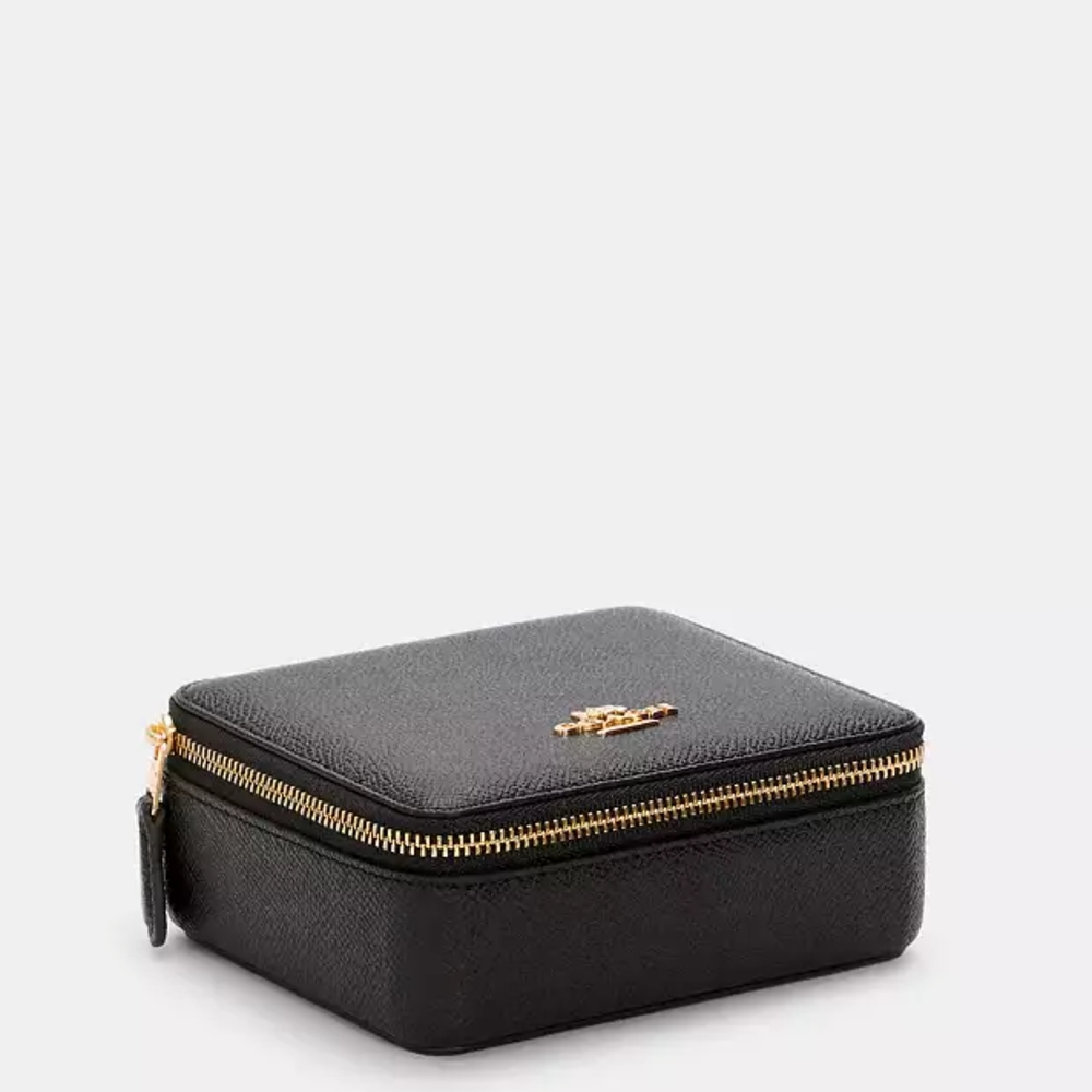 Black Jewelry Travel Case with Gold Accents